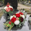 Komplet na Wszystkich Świętych z czerwona chryzantemą LZ43