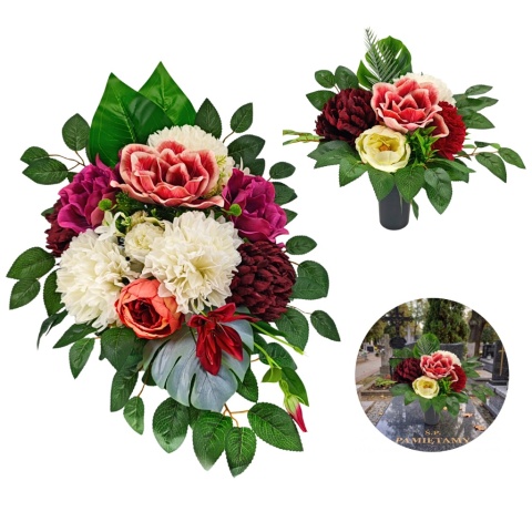 Komplet nagrobny z chryzantemą i magnolią LZ45